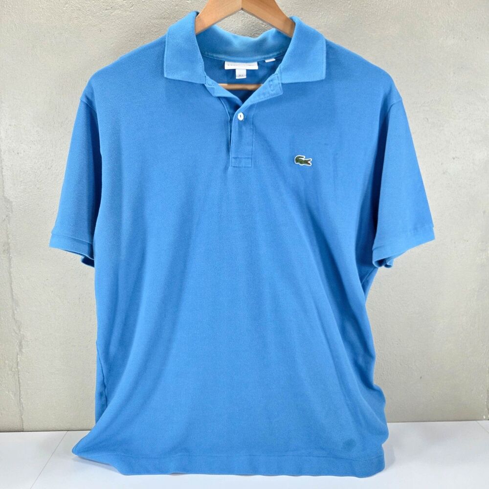 Lacoste Classic Fit Blue Short Sleeve Crocodile Logo Polo Shirt Sz 2XL
